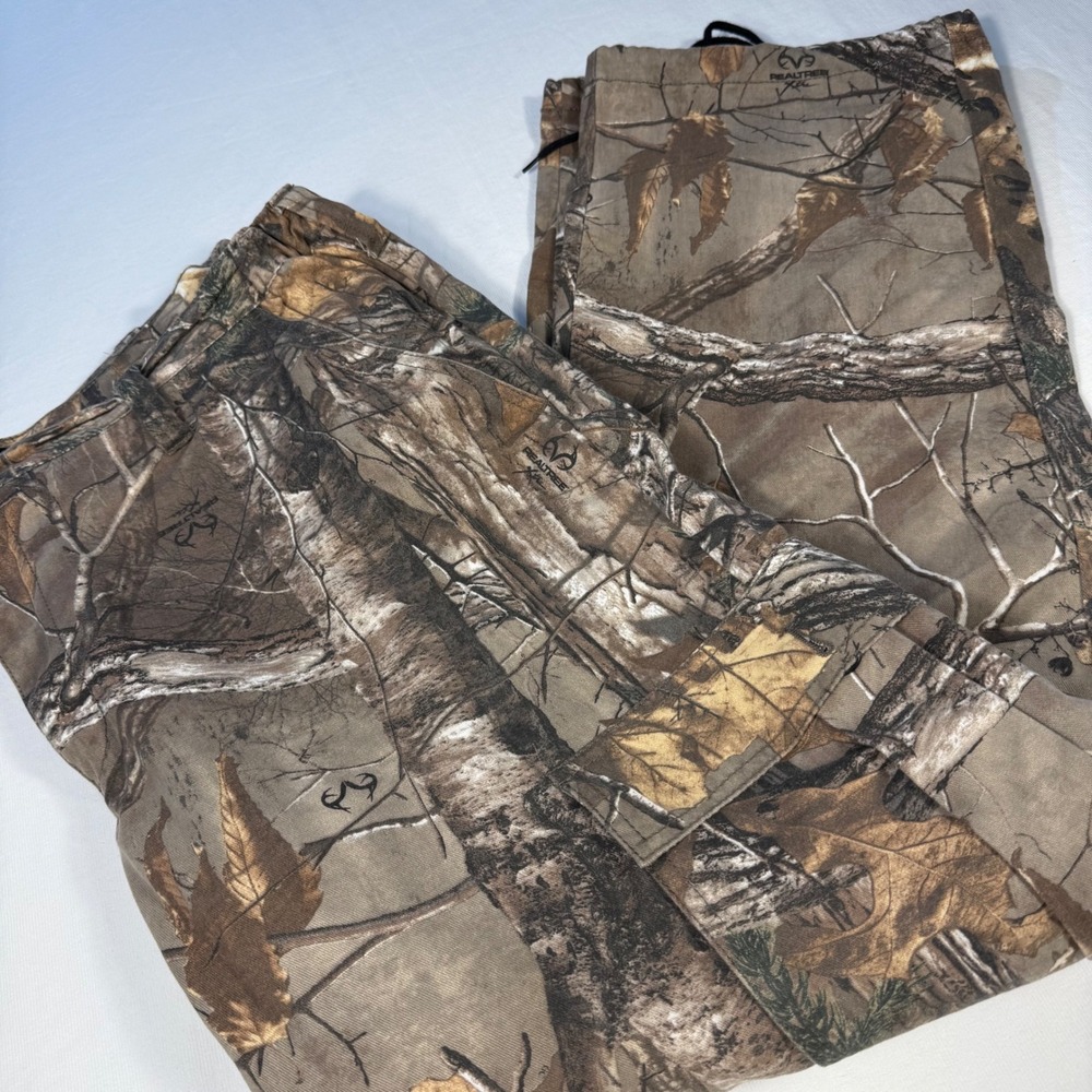 Realtree Mens XL Cargo Pants Camo‎ Camouflage Hunting Outdoor Drawstring